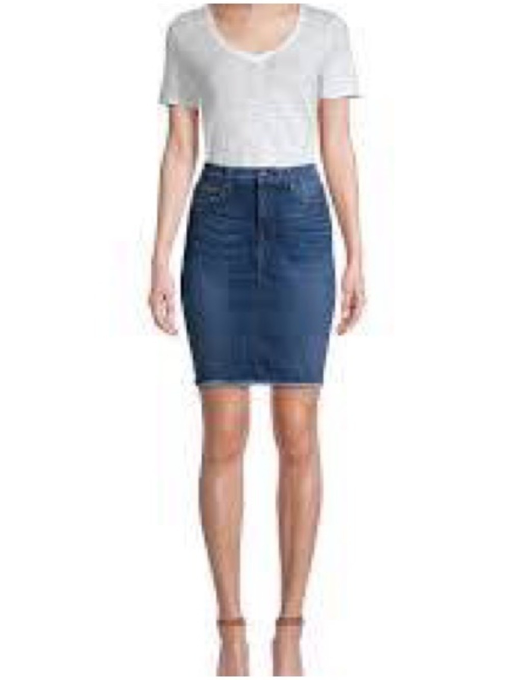 Jen 7 By 7 For All Mankind Women’s Classic Blue Denim Frayed Pencil Skirt Size 2